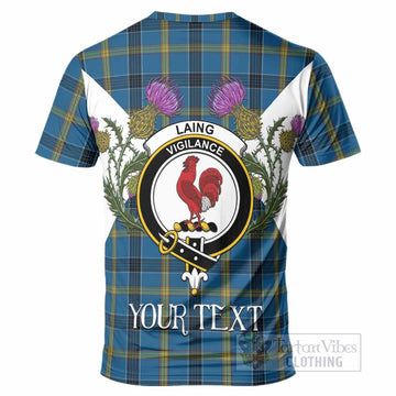 Laing Tartan Family Crest T-Shirt Scottish Burns Night Thistle Floral