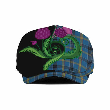Laing Tartan Flat Cap, Jeff Cap Traditional Scottish Thistle
