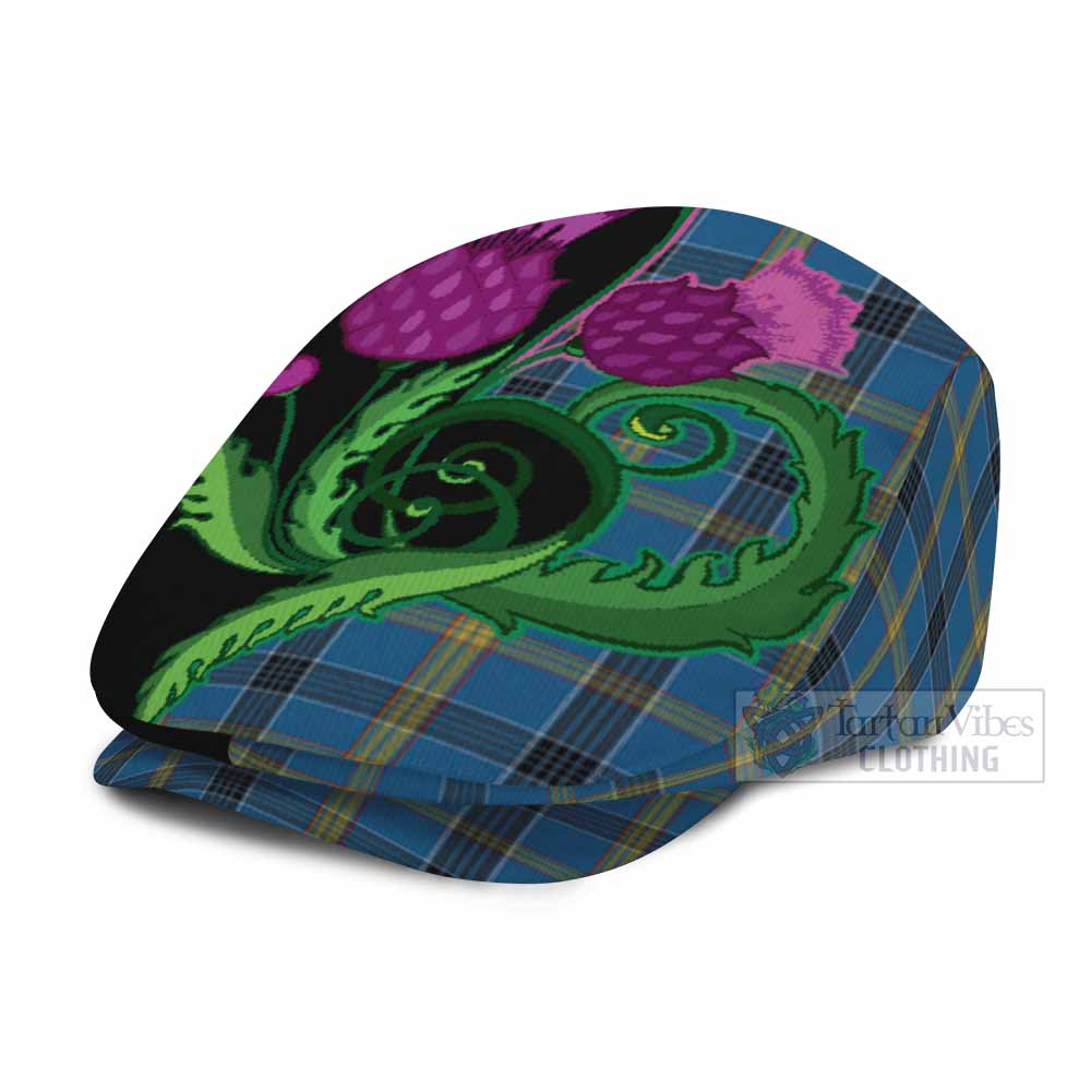 Laing Tartan Flat Cap, Jeff Cap Traditional Scottish Thistle