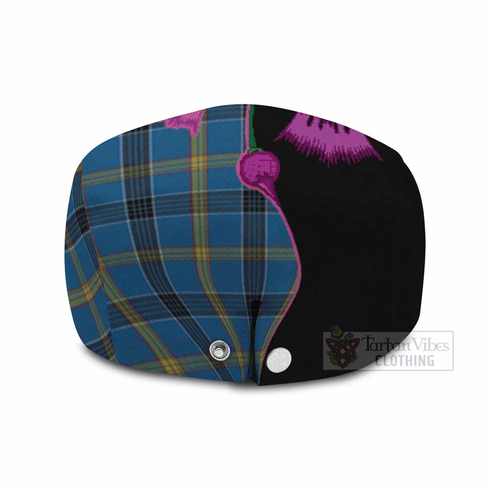 Laing Tartan Flat Cap, Jeff Cap Traditional Scottish Thistle