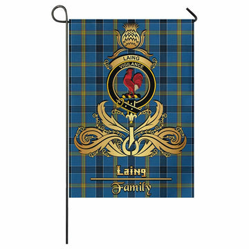Laing Tartan Garden Flag with Highland Thistle Cherish Family Crest Style