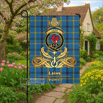 Laing Tartan Garden Flag with Highland Thistle Cherish Family Crest Style
