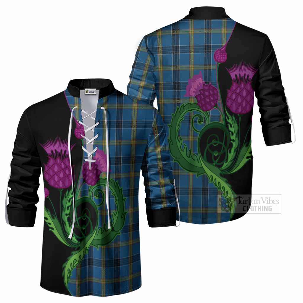 Laing Tartan Ghillie Shirt Traditional Scottish Thistle