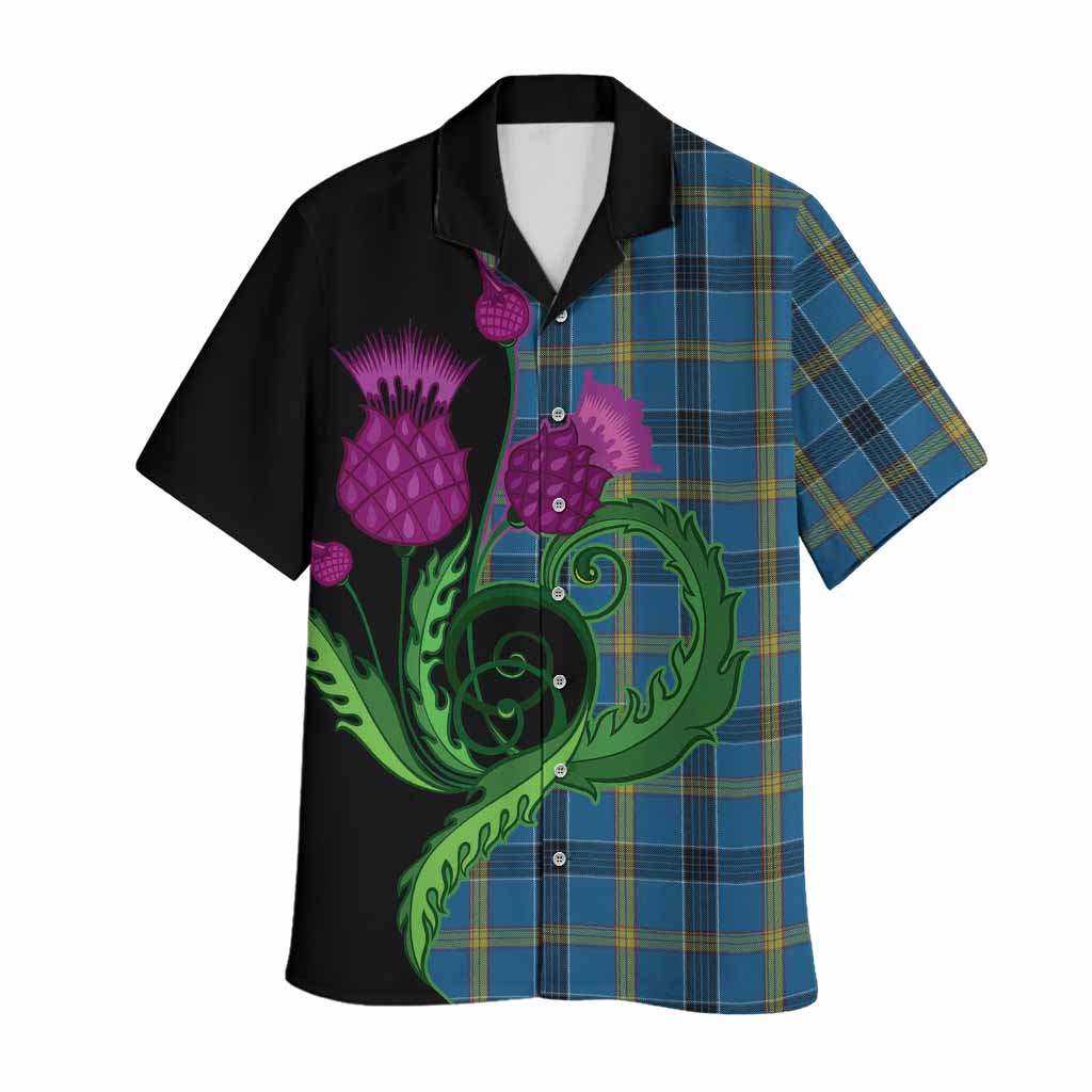 Laing Tartan Hawaiian Shirt Traditional Scottish Thistle