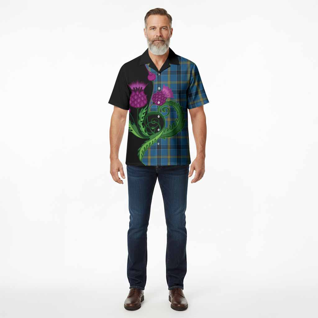 Laing Tartan Hawaiian Shirt Traditional Scottish Thistle