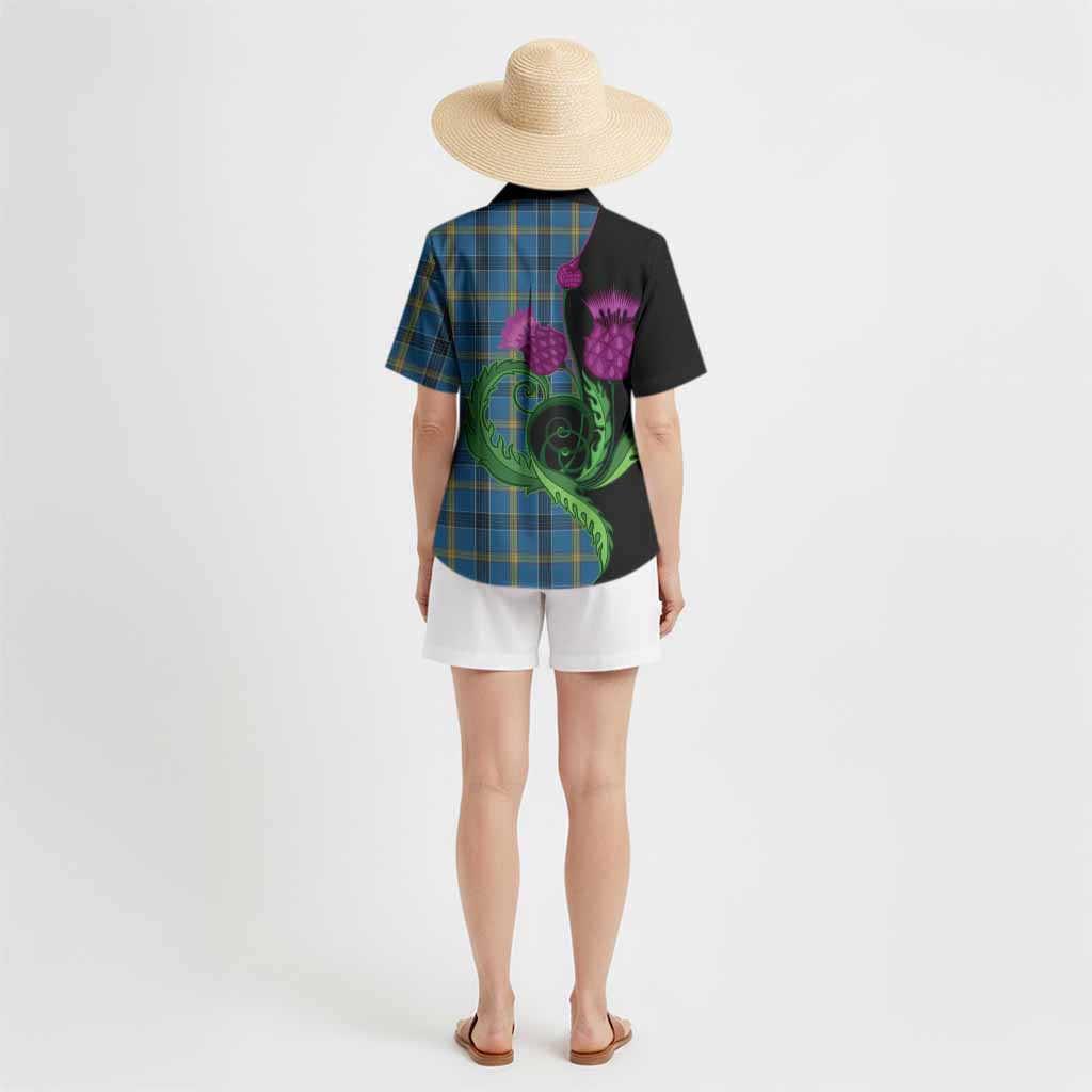 Laing Tartan Hawaiian Shirt Traditional Scottish Thistle