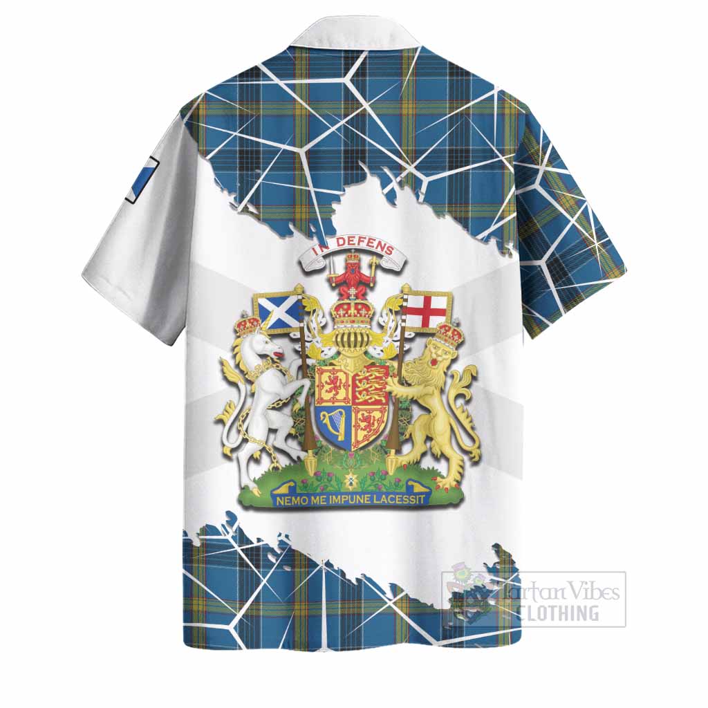 Laing Tartan Hawaiian Shirt with Family Crest and Lion Rampant Grunge Style