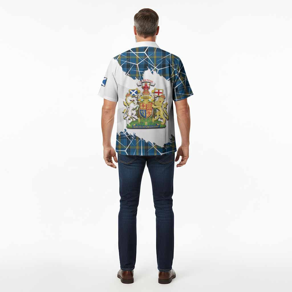 Laing Tartan Hawaiian Shirt with Family Crest and Lion Rampant Grunge Style