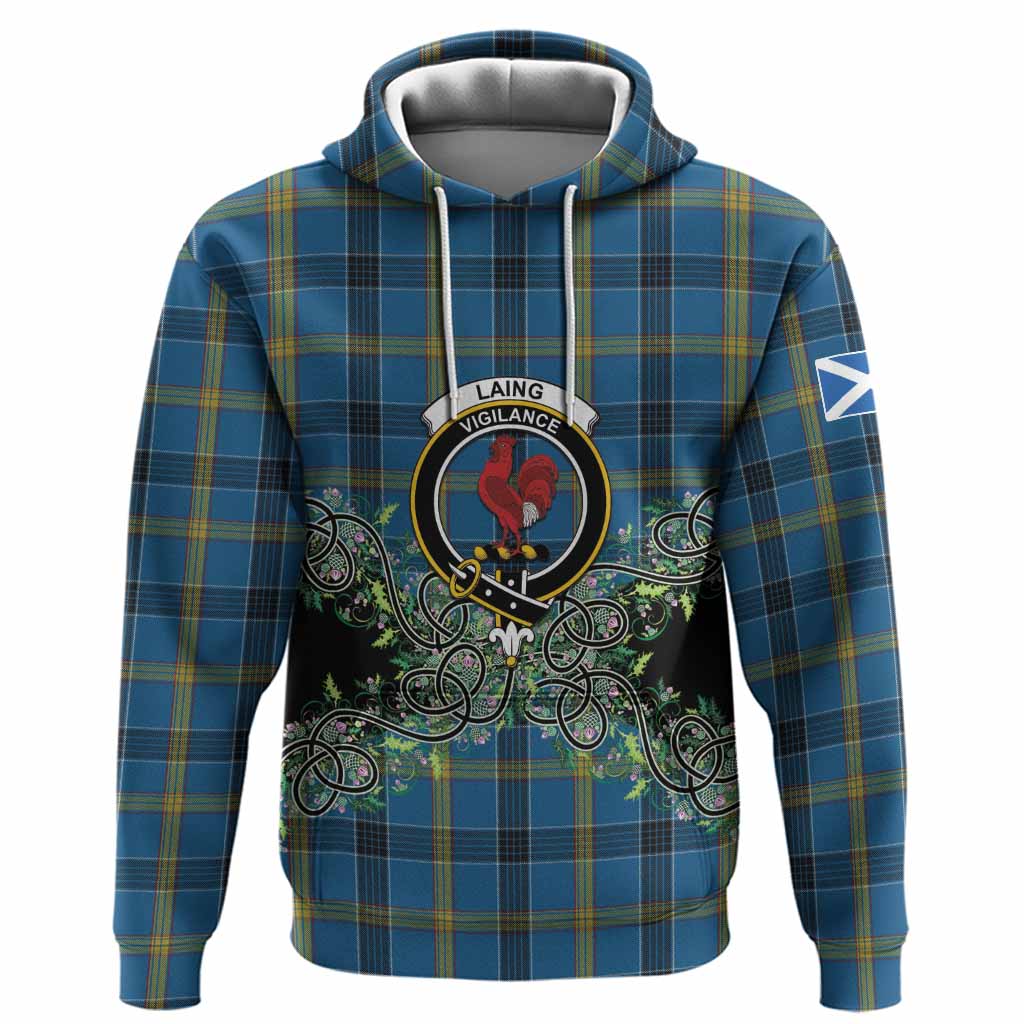 Laing Tartan Hoodie Thistle Scottish Spirit