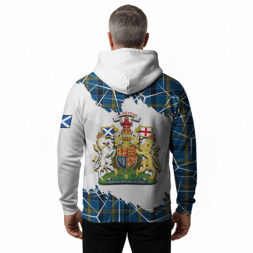 Laing Tartan Hoodie with Family Crest and Lion Rampant Grunge Style