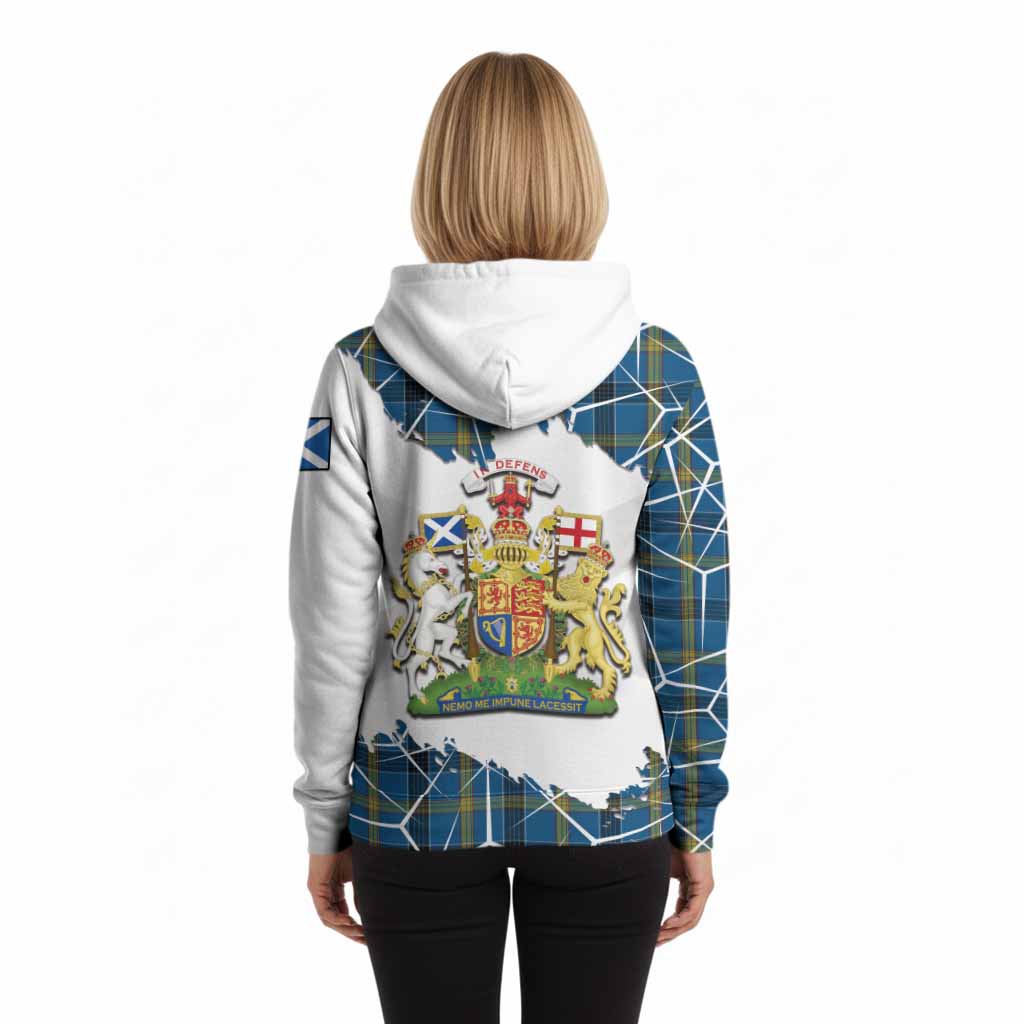 Laing Tartan Hoodie with Family Crest and Lion Rampant Grunge Style