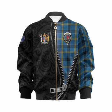 Laing Tartan Kid Bomber Jacket New Zealand Pattern Unique Zipper Stylized
