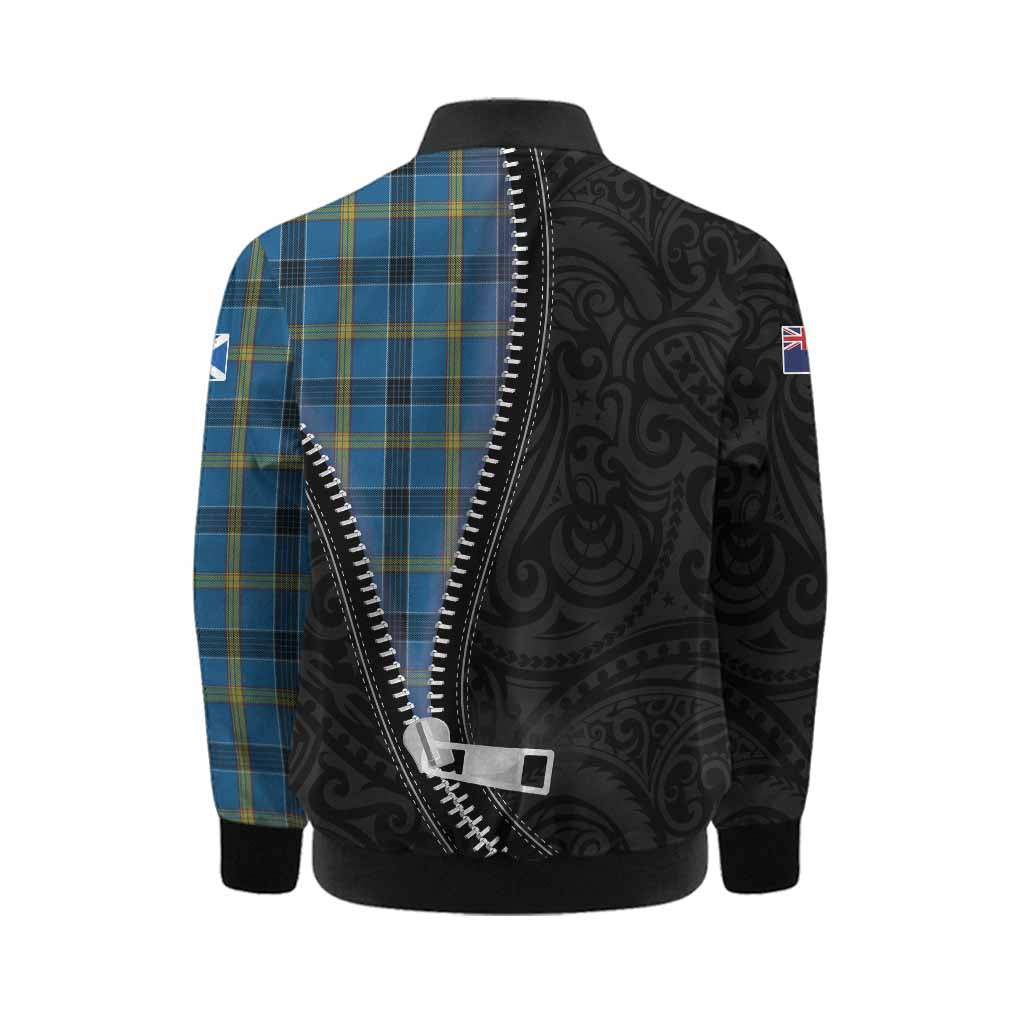 Laing Tartan Kid Bomber Jacket New Zealand Pattern Unique Zipper Stylized