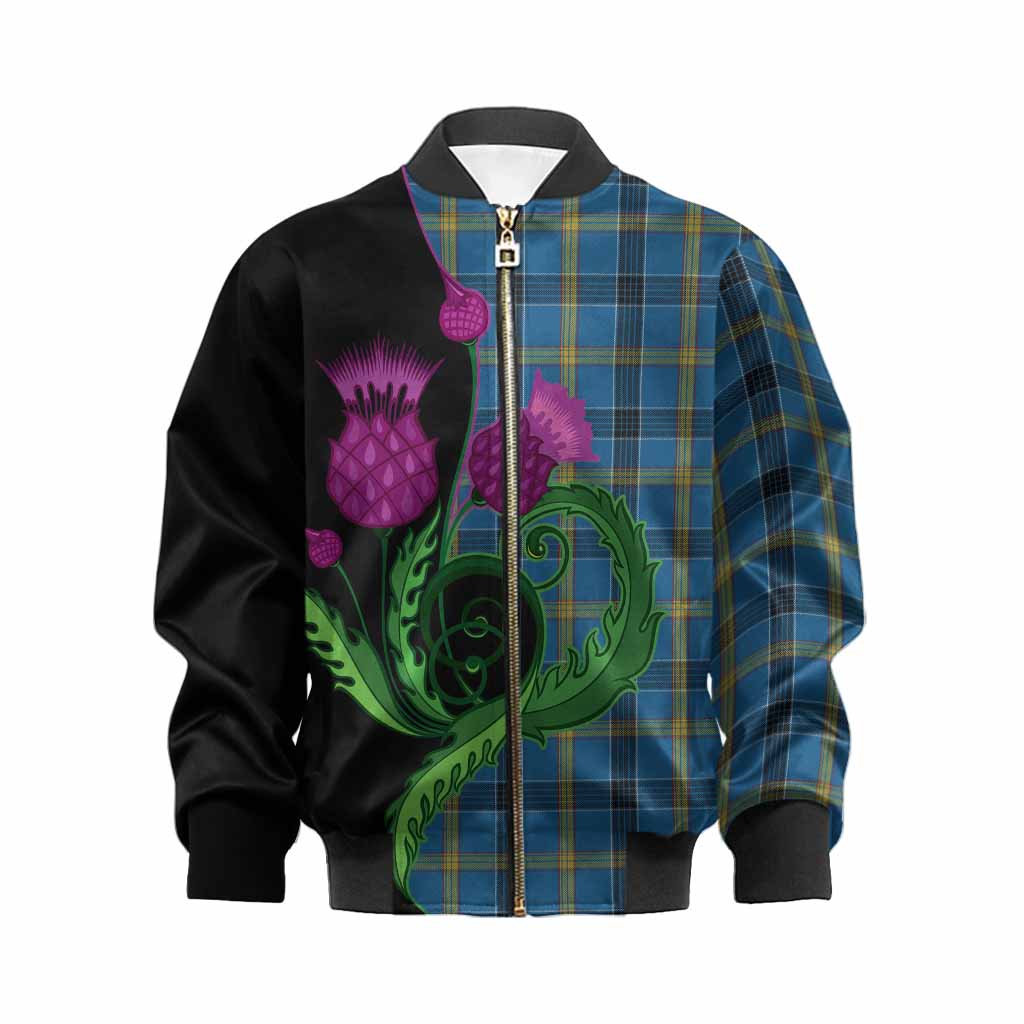 Laing Tartan Kid Bomber Jacket Traditional Scottish Thistle