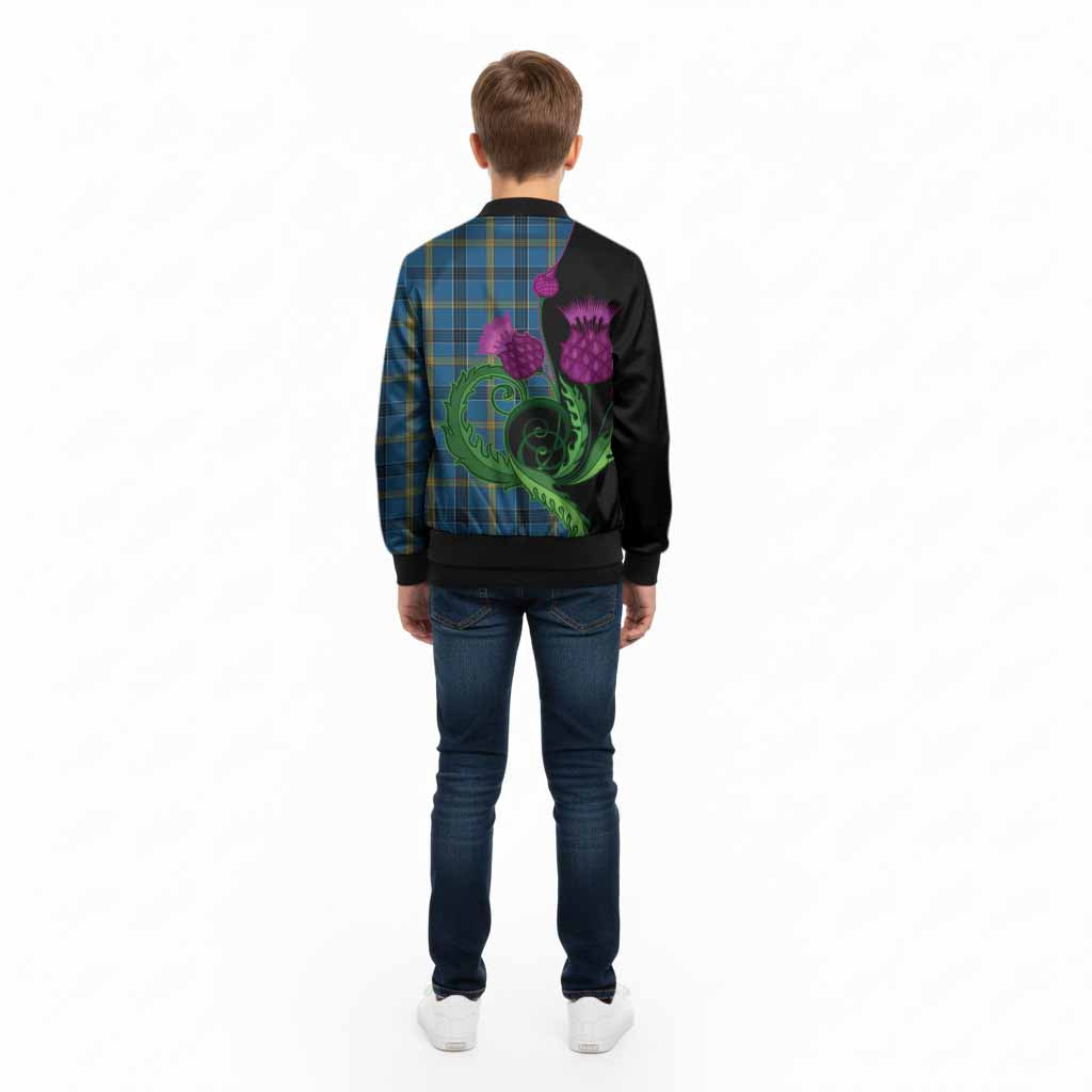 Laing Tartan Kid Bomber Jacket Traditional Scottish Thistle
