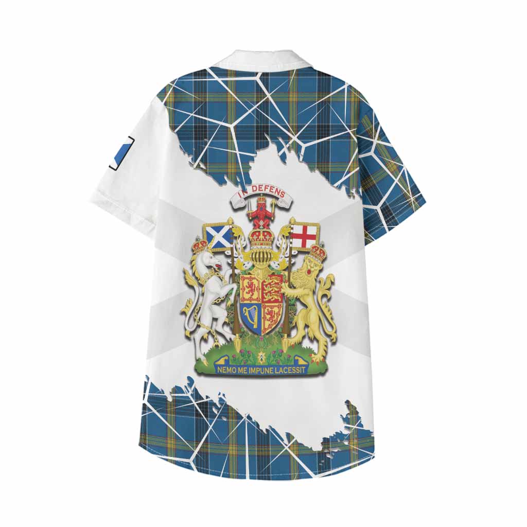 Laing Tartan Kid Hawaiian Shirt with Family Crest and Lion Rampant Grunge Style