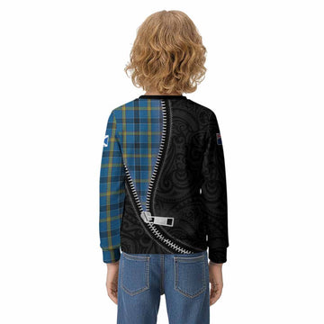 Laing Tartan Kid Knitted Sweatshirt New Zealand Pattern Unique Zipper Stylized