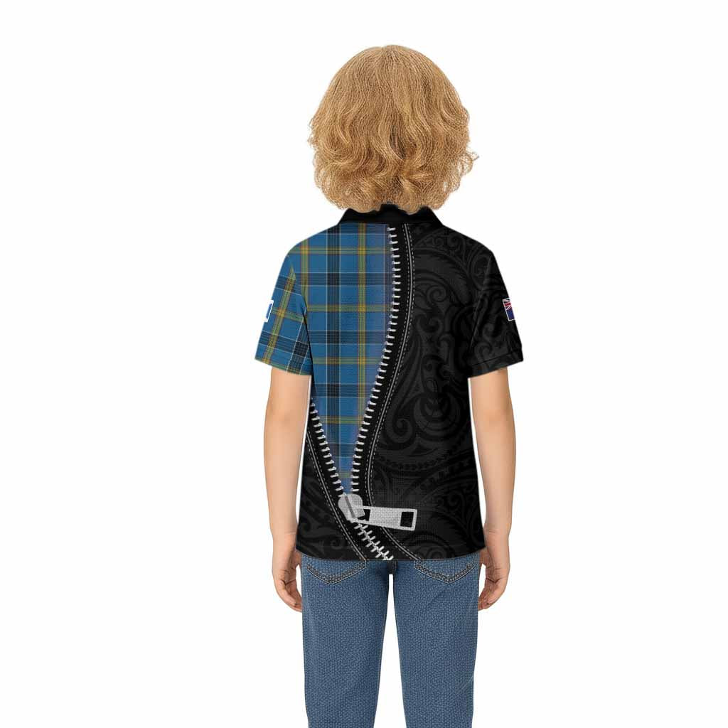 Laing Tartan Kid Polo Shirt New Zealand Pattern Unique Zipper Stylized