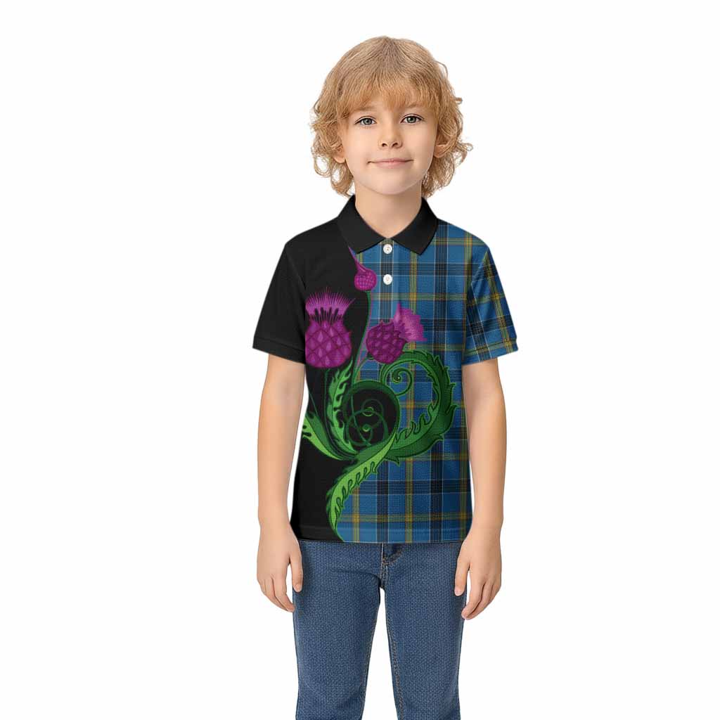 Laing Tartan Kid Polo Shirt Traditional Scottish Thistle