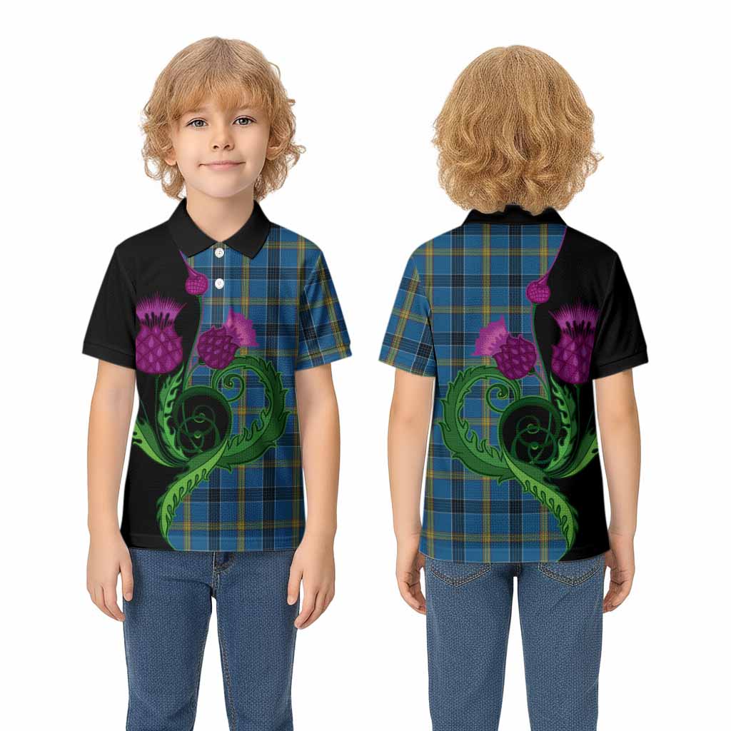Laing Tartan Kid Polo Shirt Traditional Scottish Thistle