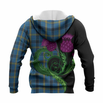 Laing Tartan Knitted Hoodie Traditional Scottish Thistle