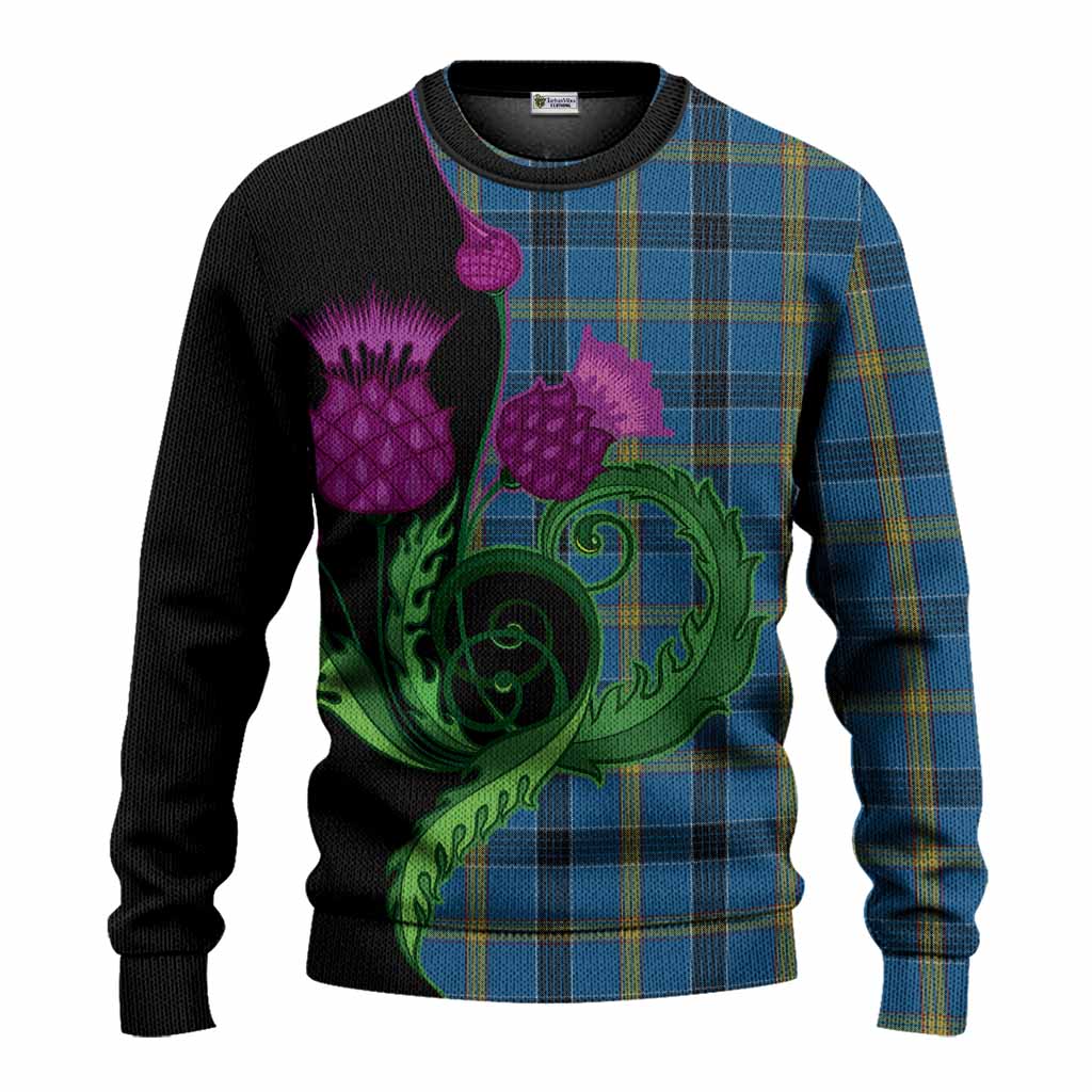 Laing Tartan Knitted Sweater Traditional Scottish Thistle