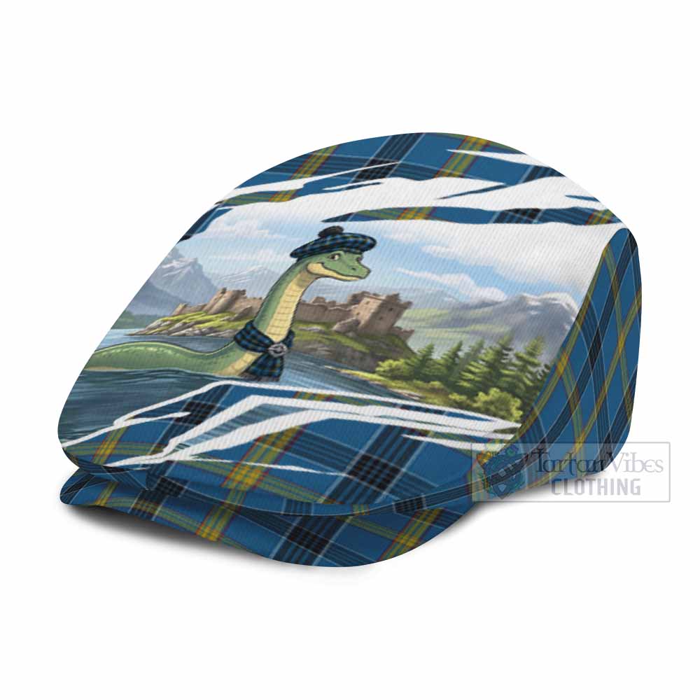 Laing Tartan Loch Ness Monster Scottish Heritage Art Flat Cap, Jeff Cap