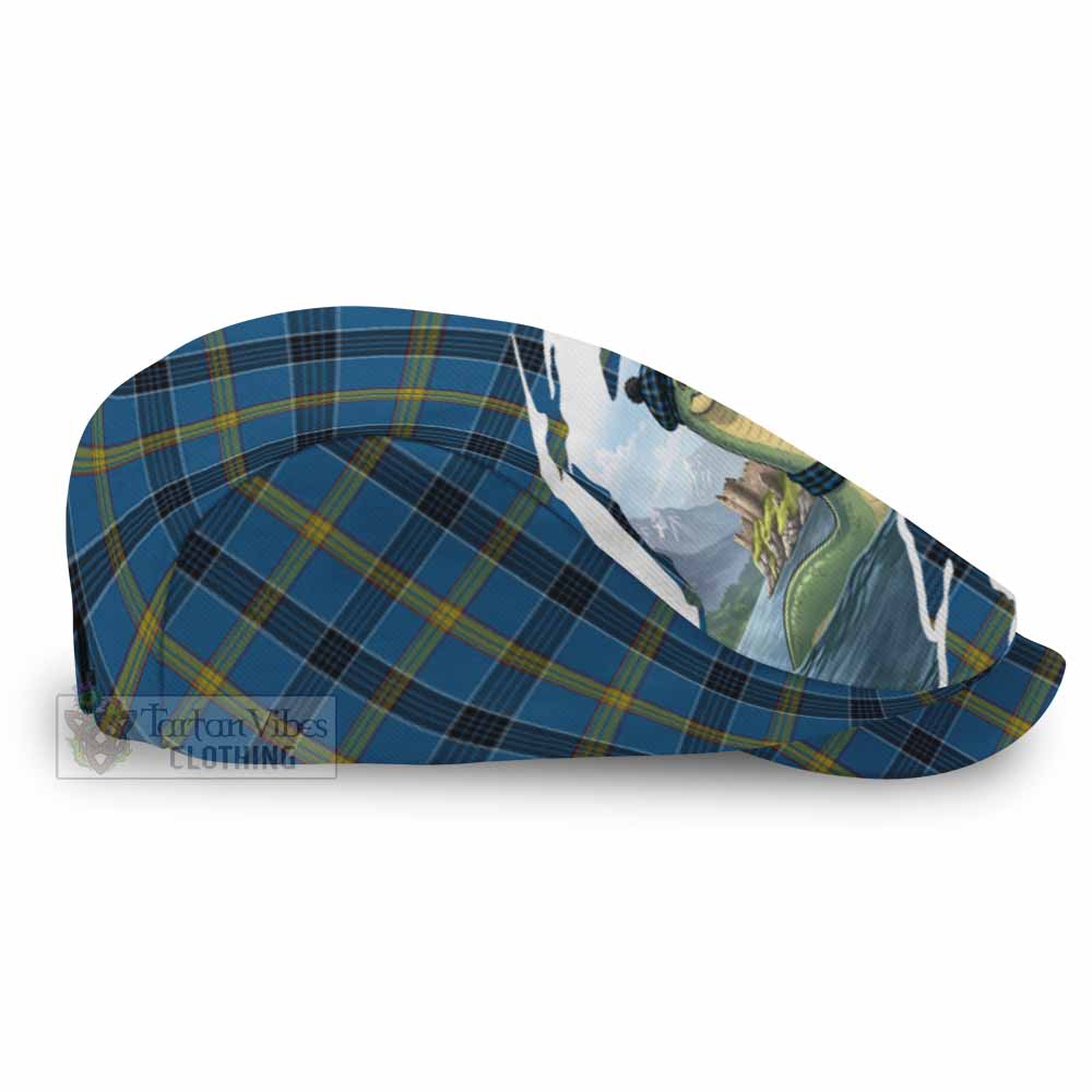 Laing Tartan Loch Ness Monster Scottish Heritage Art Flat Cap, Jeff Cap