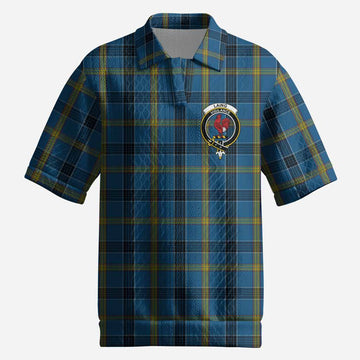 Laing Tartan Men’s Polo Sweater Top with Family Crest