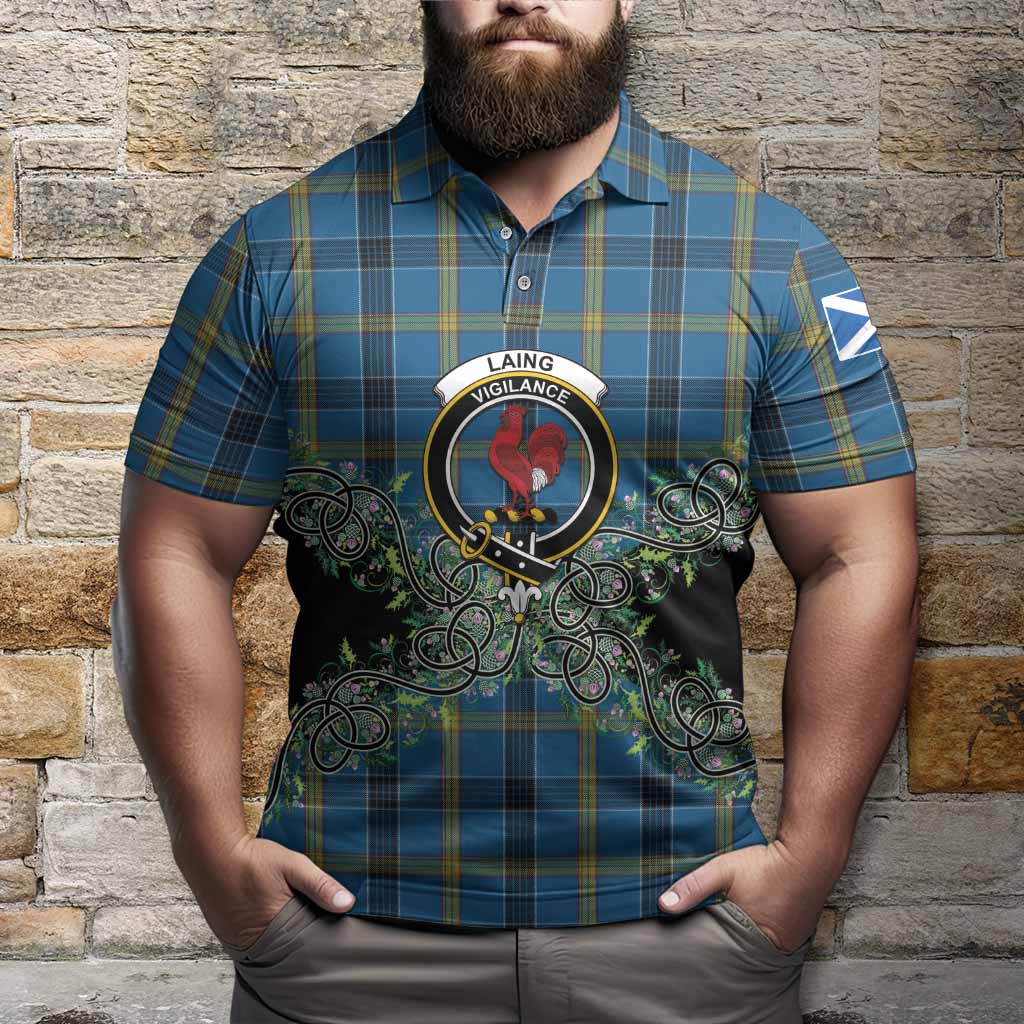 Laing Tartan Polo Shirt Thistle Scottish Spirit