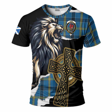 Laing Tartan Scottish T-Shirt Lion Celtic Heritage