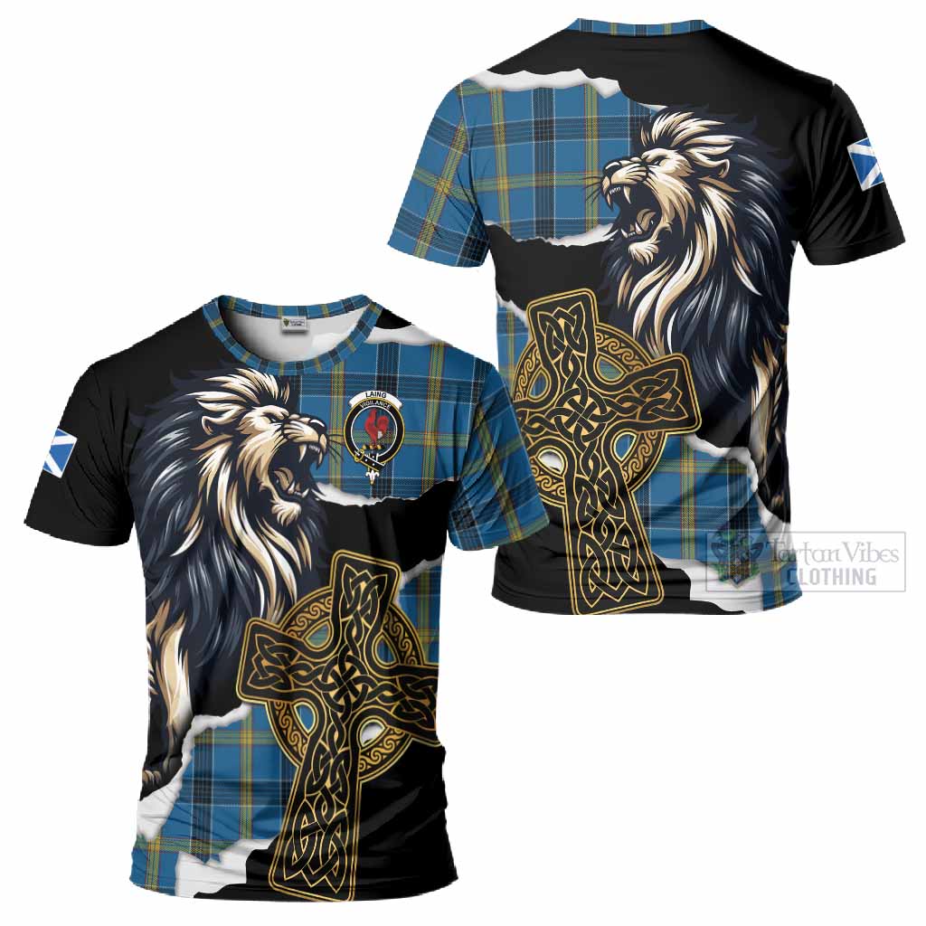 Laing Tartan Scottish T-Shirt Lion Celtic Heritage