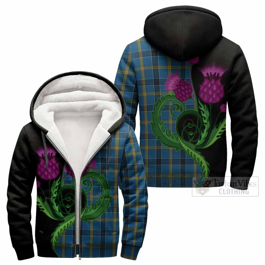 Laing Tartan Sherpa Hoodie Traditional Scottish Thistle