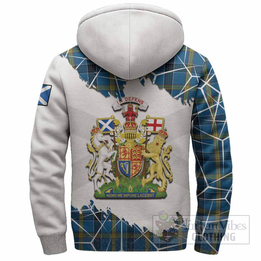 Laing Tartan Sherpa Hoodie with Family Crest and Lion Rampant Grunge Style