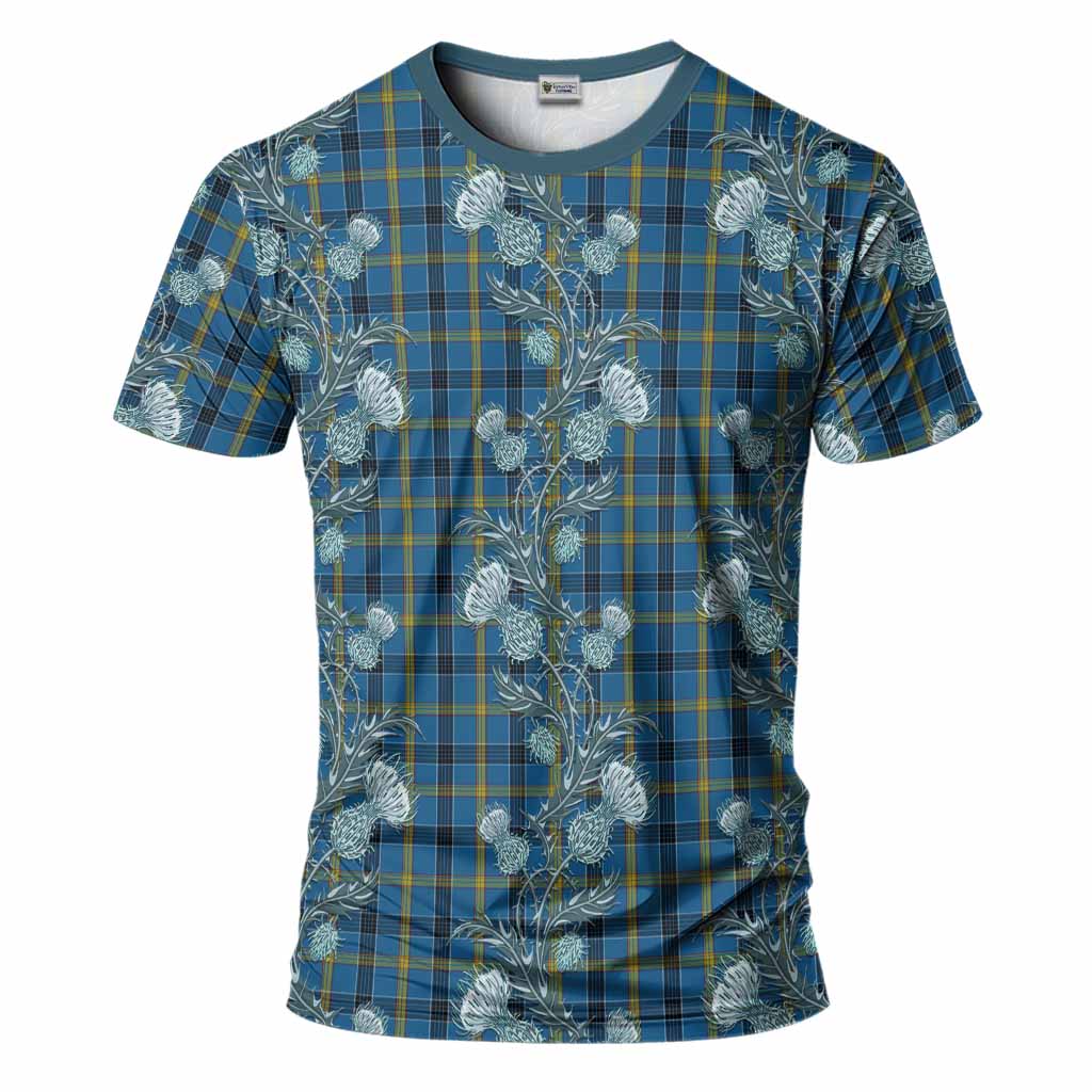 Laing Tartan T-Shirt Seamless Scottish Thistle Flowers