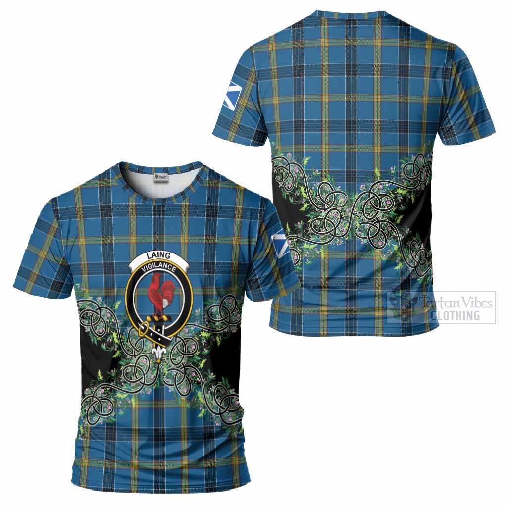 Laing Tartan T-Shirt Thistle Scottish Spirit