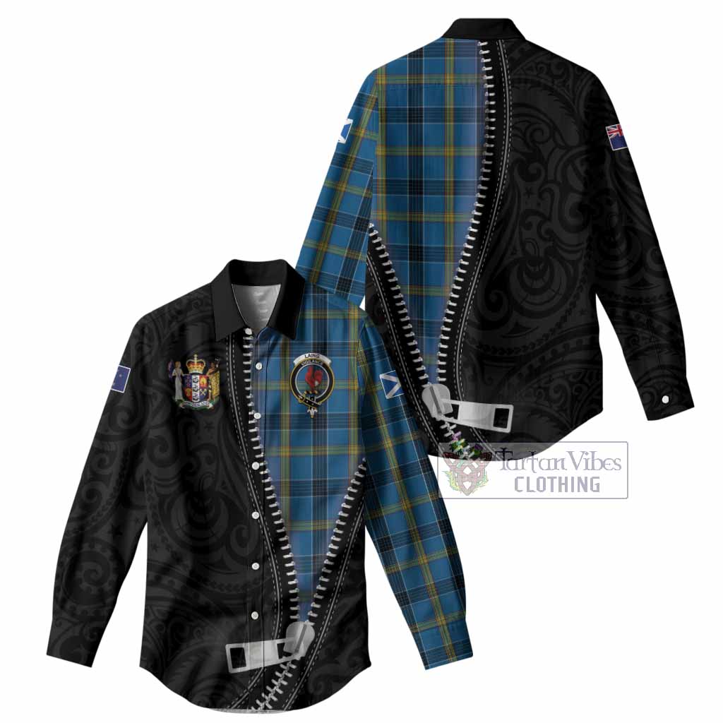 Laing Tartan Women Casual Shirt New Zealand Pattern Unique Zipper Stylized