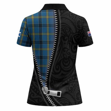 Laing Tartan Women Polo Shirt New Zealand Pattern Unique Zipper Stylized