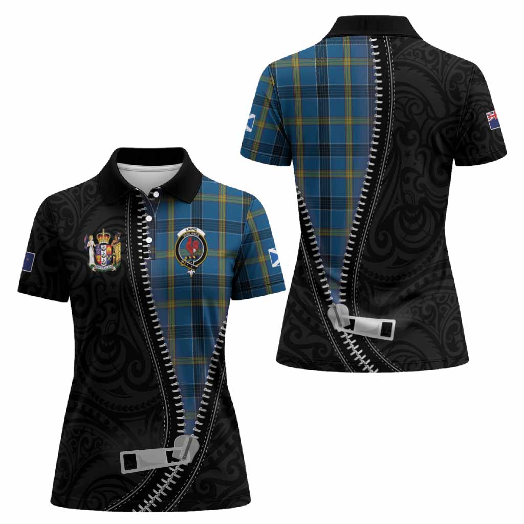 Laing Tartan Women Polo Shirt New Zealand Pattern Unique Zipper Stylized