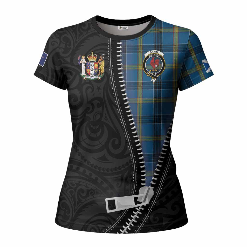 Laing Tartan Women T shirt New Zealand Pattern Unique Zipper Stylized
