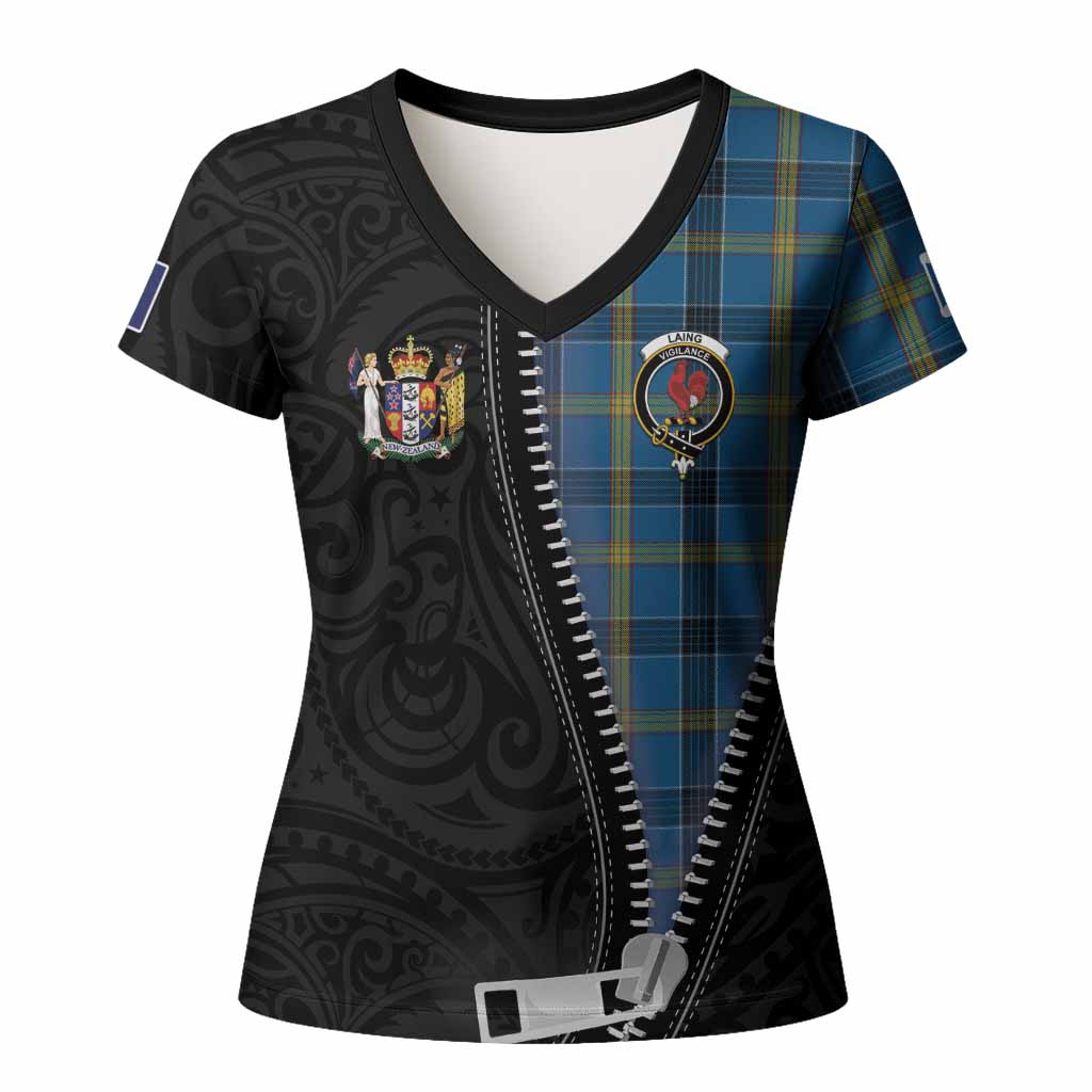 Laing Tartan Women T shirt New Zealand Pattern Unique Zipper Stylized