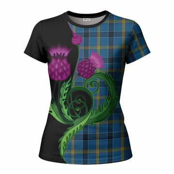 Laing Tartan Women T shirt Traditional Scottish Thistle