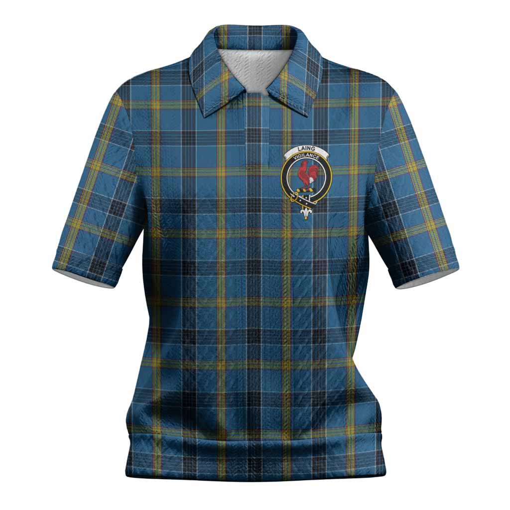 Laing Tartan Women’s Polo Sweater Top with Family Crest
