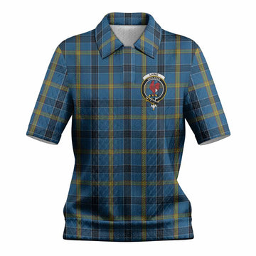 Laing Tartan Women’s Polo Sweater Top with Family Crest