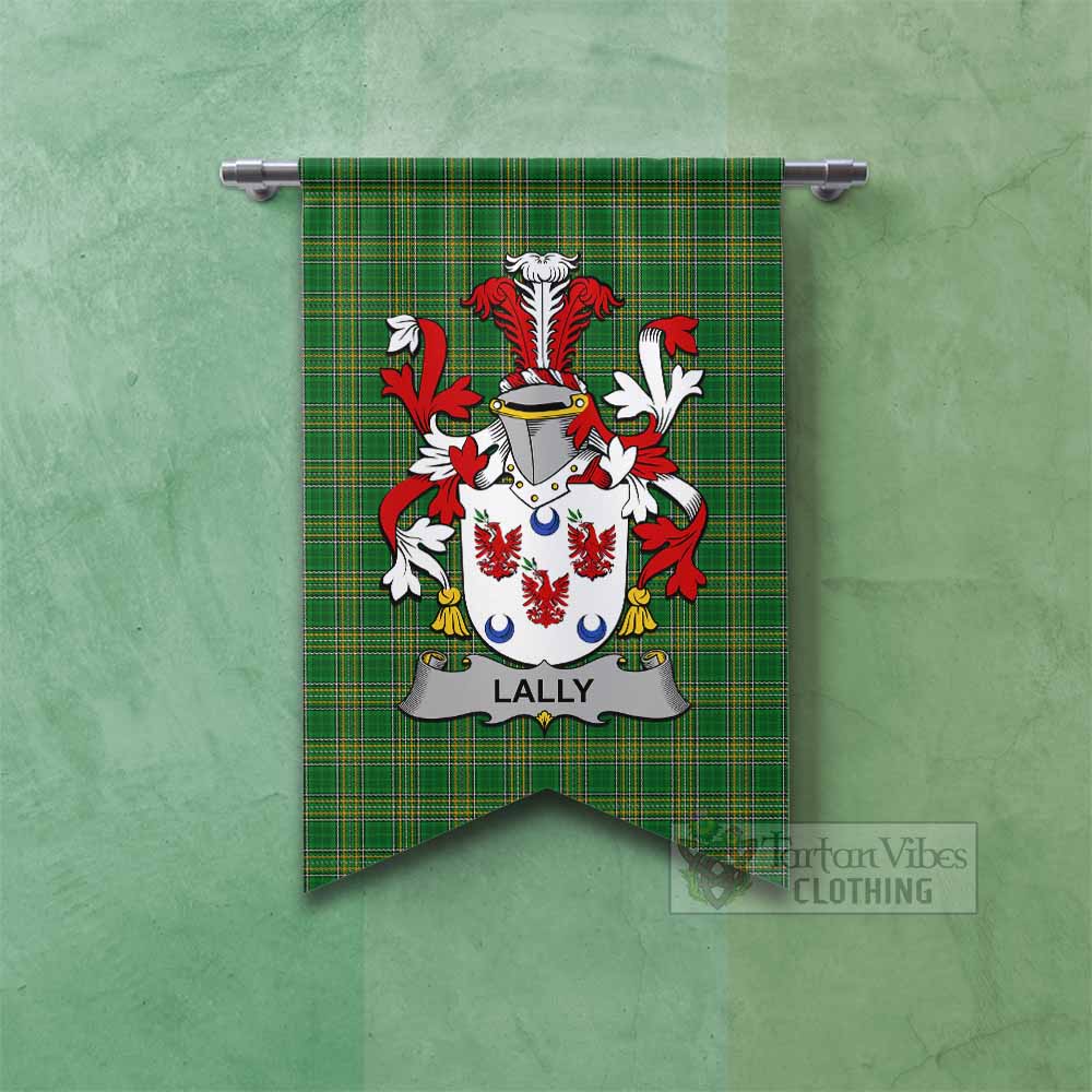 Tartan Vibes Clothing Lally Irish Clan Tartan Gonfalon, Tartan Banner with Coat of Arms