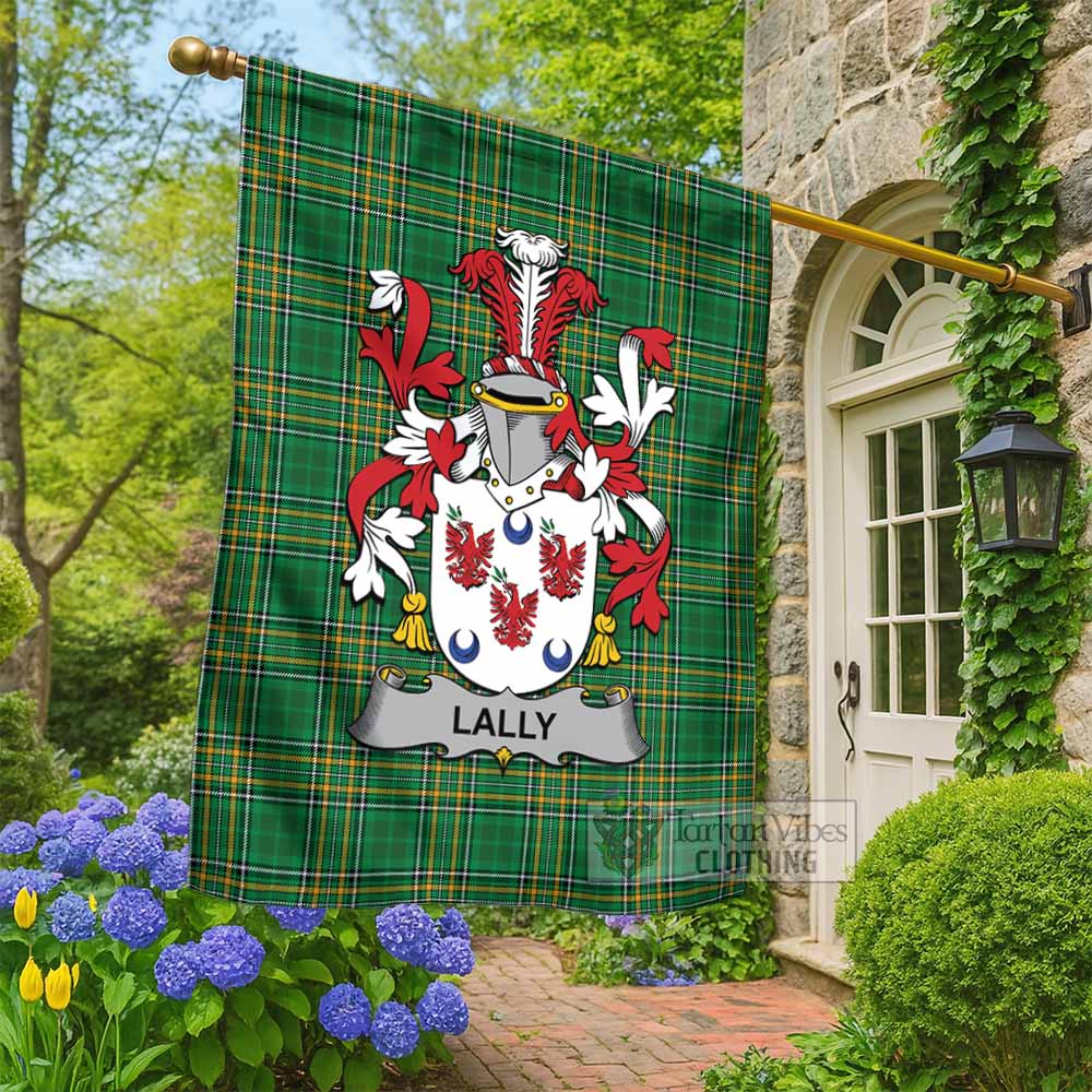 Lally Irish Clan Tartan Flag with Coat of Arms