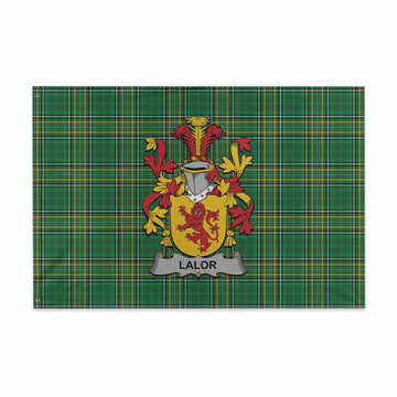 Tartan Vibes Clothing Lalor Irish Clan Tartan House Flag with Coat of Arms