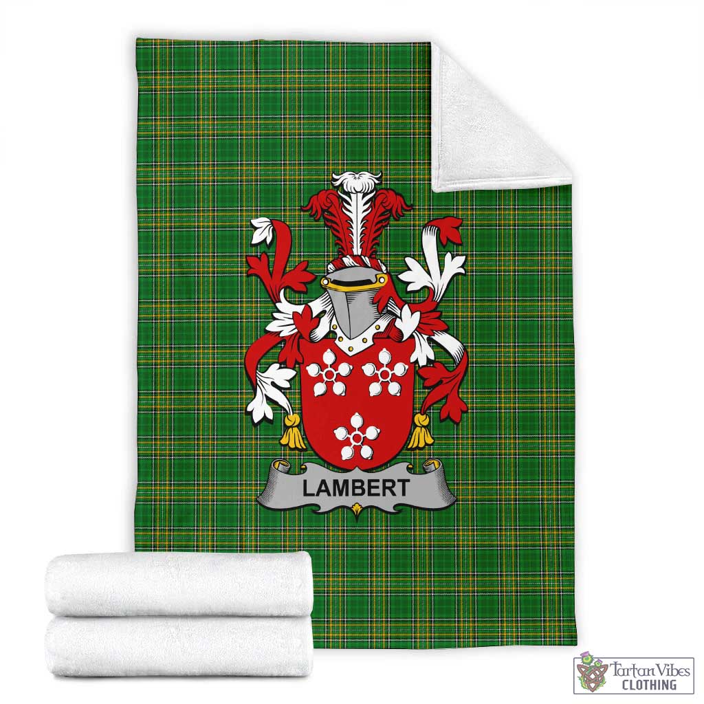 Lambert Irish Clan Tartan Blanket with Coat of Arms X-Large 59 x 79 inches 150 x 200 cm - Tartan Vibes Clothing