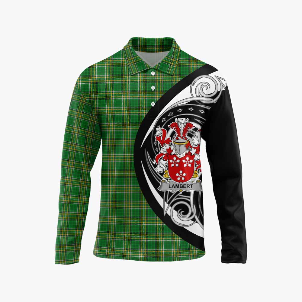 Tartan Vibes Clothing Lambert Irish Clan Long Sleeve Polo Shirt Celtic Circle Style