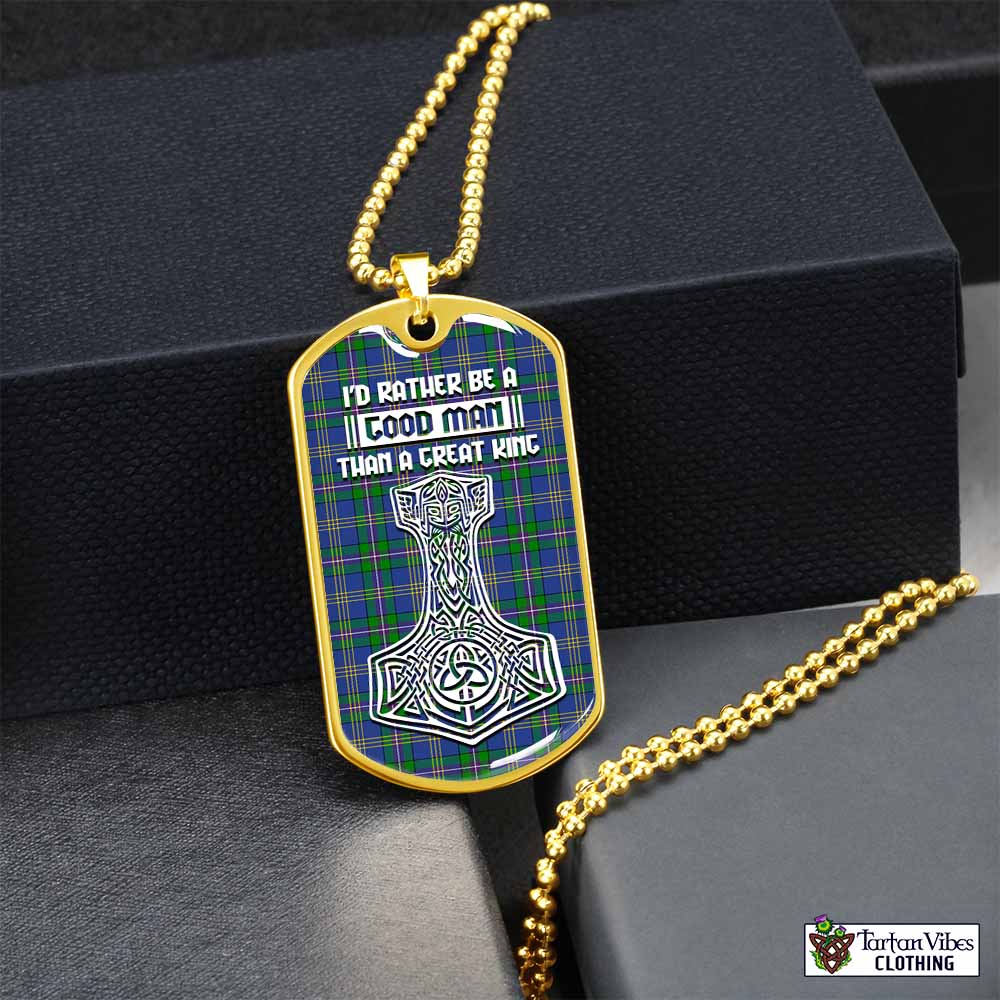 Tartan Vibes Clothing Lambert Tartan Dog Tag Necklace Viking Mjolnir Style
